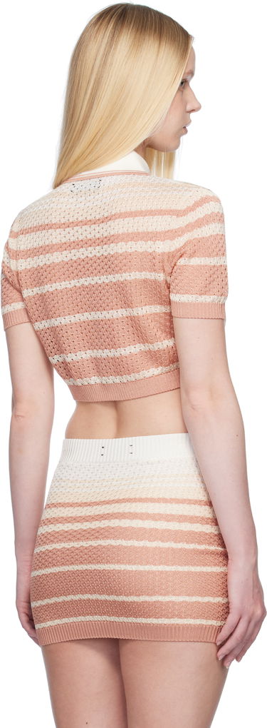 Polotröja AMIRI AMIRI Stripe Cropped Polo Rosa | AWKNPO1023, 2