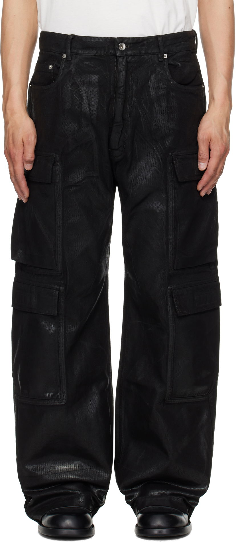Cargo byxor Rick Owens Rick Owens DRKSHDW Hollywood Double Cargo Pants Svart | DU01E3361 DCF