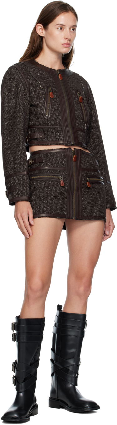 Jacka R13 R13 Stitch Detail Cropped Crewneck Jacket Brun | R13WR449-R567A, 3