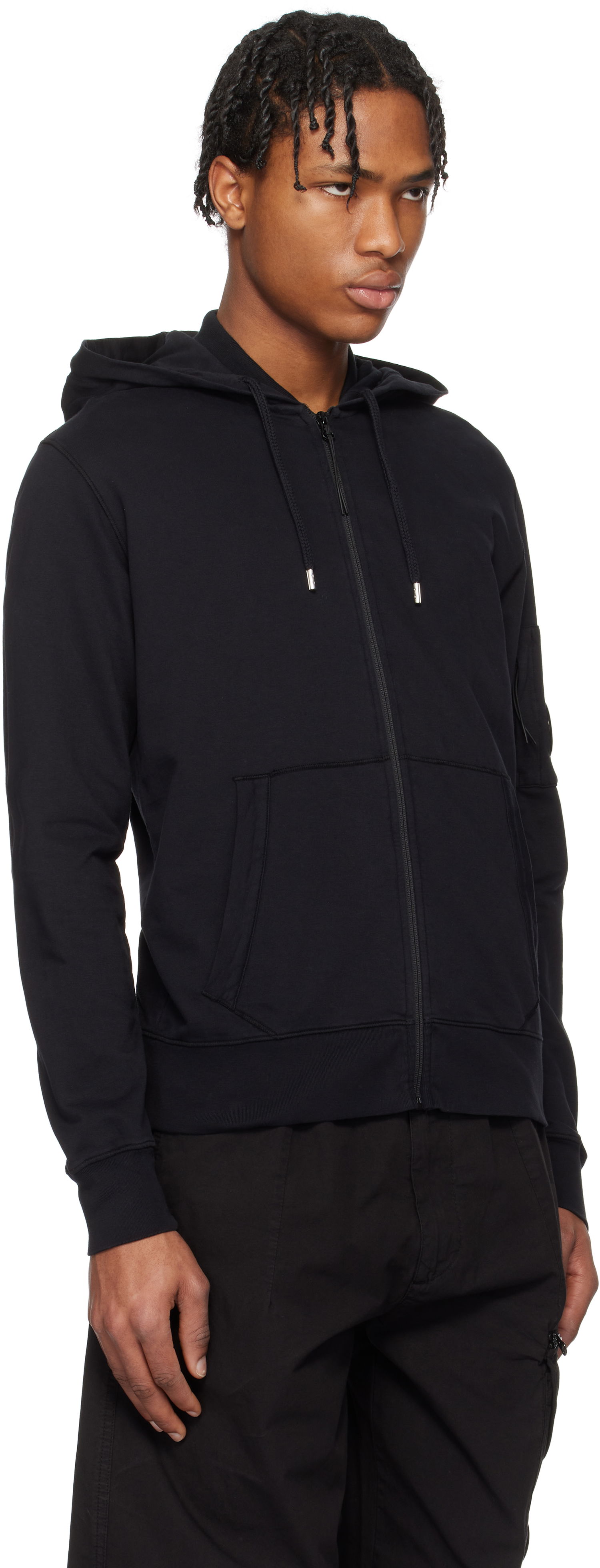 Sweatshirt C.P. Company C.P. Company Light Fleece Full Zip Hoodie Svart | 18CMSS057A-002246G, 1