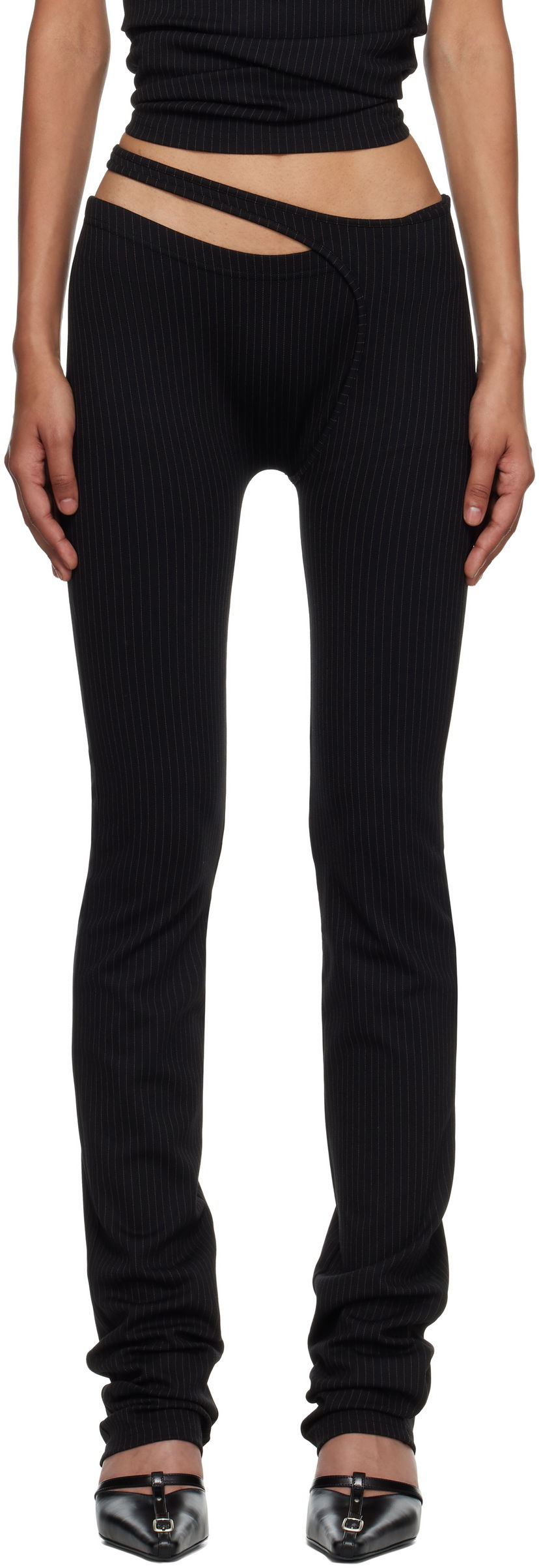 Damasker Ottolinger Ottolinger Ada Pinstripe Leggings Svart | 102-800603-03