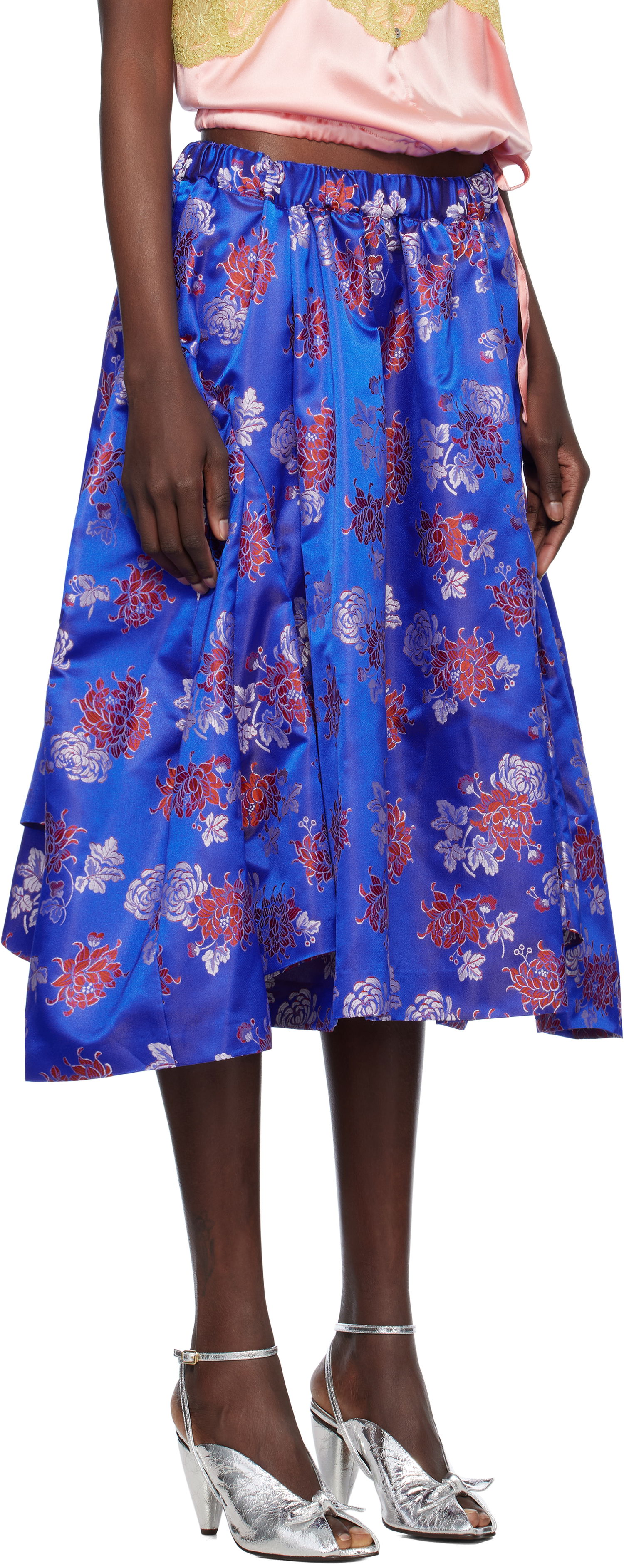 Kjol Comme des Garçons Comme des Garçons Jacquard Pattern Midi Skirt Blå | GO-S002-051-1, 1