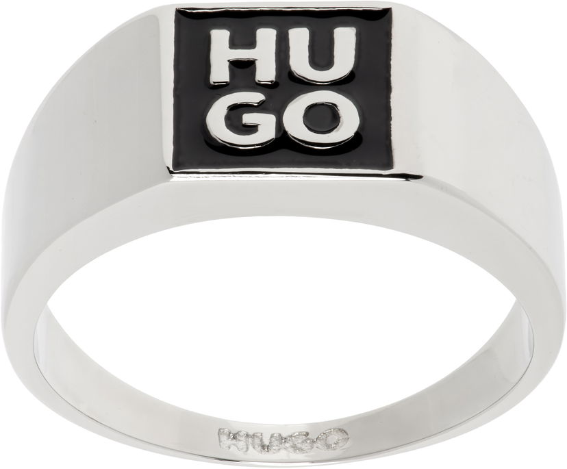 Ringa BOSS Hugo Logo Enamel Ring Metallisk | 50544511