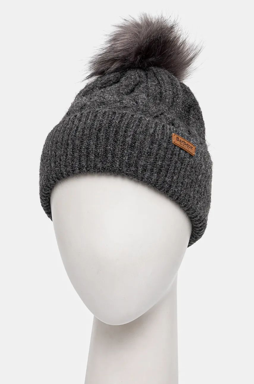 Mössa Barbour Cable Knit Pom Beanie Grå | LHA0555, 1
