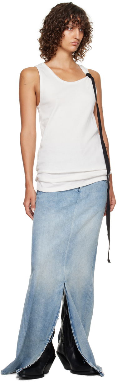 Linne Ann Demeulemeester Ann Demeulemeester Seva Ribbed Tank Top Vit | 2520-W-JTO20-FA659-003, 3