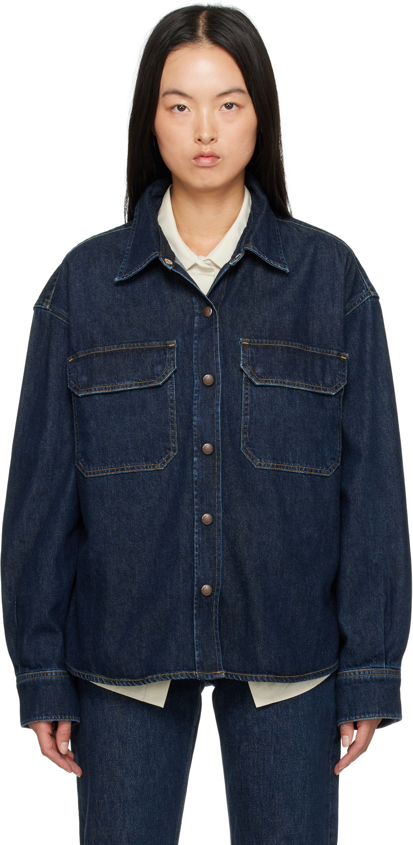 Skjorta AGOLDE Gwen Slice Denim Shirt Blå | A7299-1547