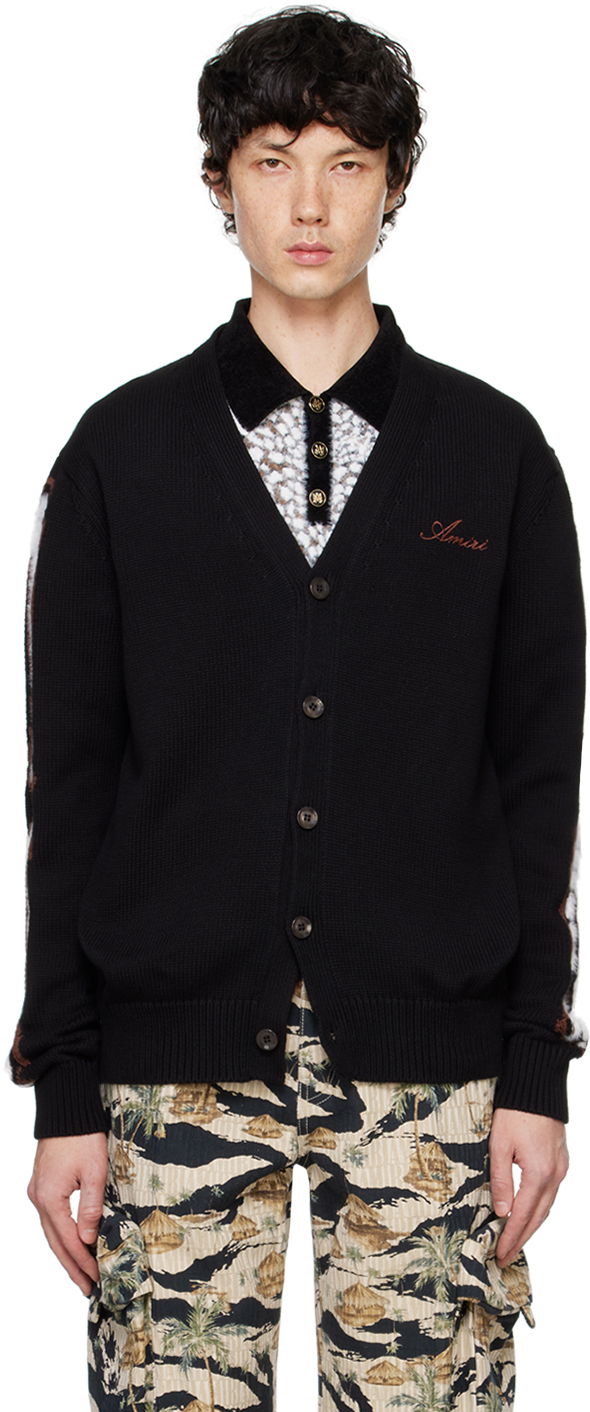 Sweater AMIRI AMIRI Leopard Bones Cardigan Svart | AMKNCD1035