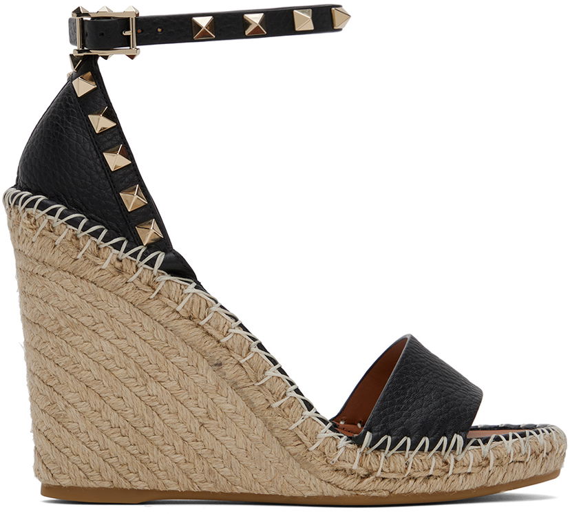 Sneakers och skor Valentino Valentino Garavani Double Rockstud Wedge Espadrilles Svart | 5W2S0090VTO