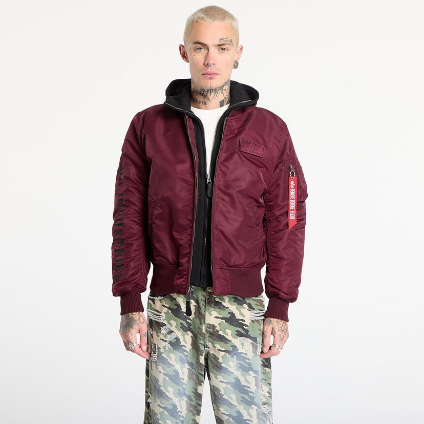 Bomberjacka Alpha Industries MA-1 D-Tec Sleeve Embroidery Bomber Jacket Bourgogne | 133104-608