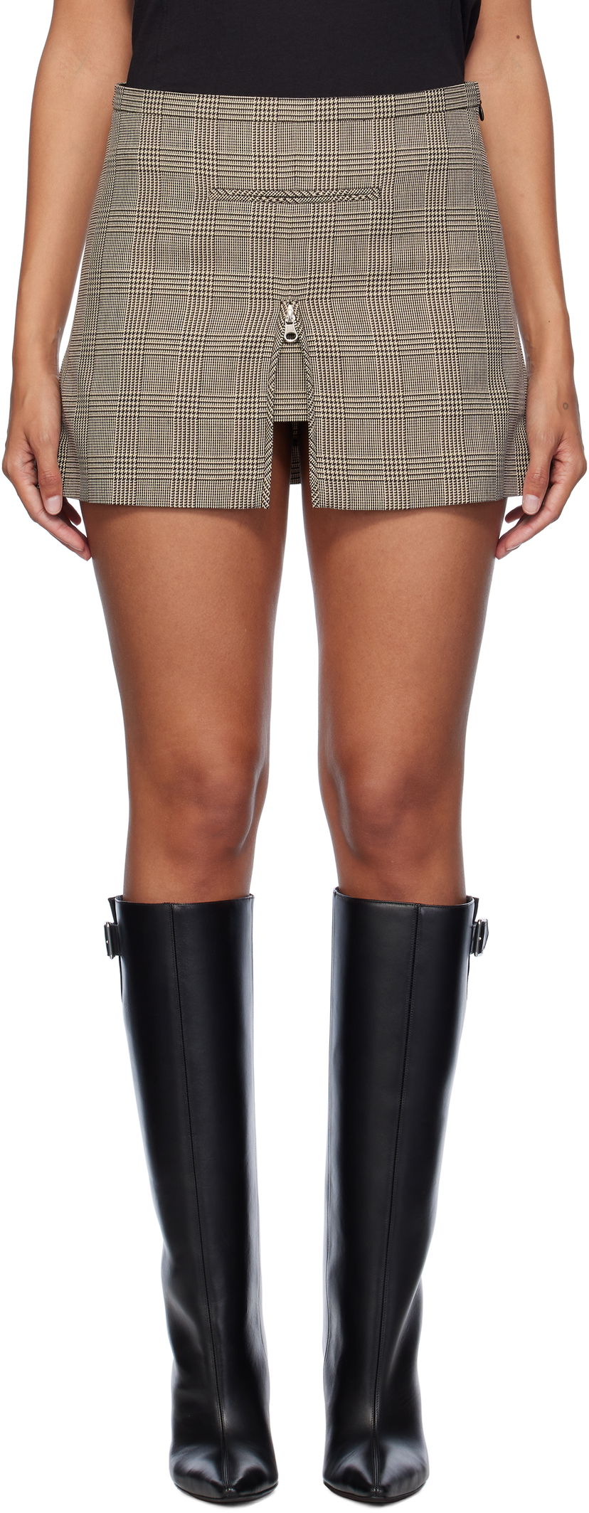 Kjol Courrèges Tailored Prince Of Wales Miniskirt Brun | 324CJU180PL0166