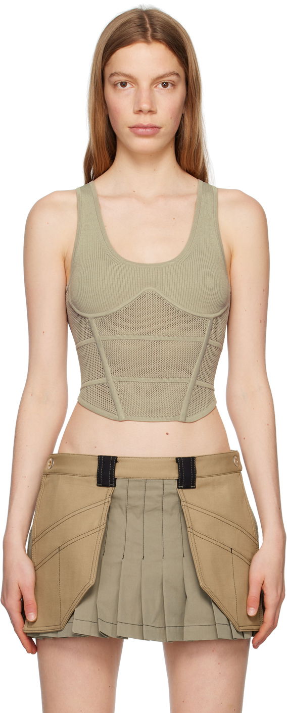 Linne Dion Lee Sport Corset Tank Top Grön | A7720P23