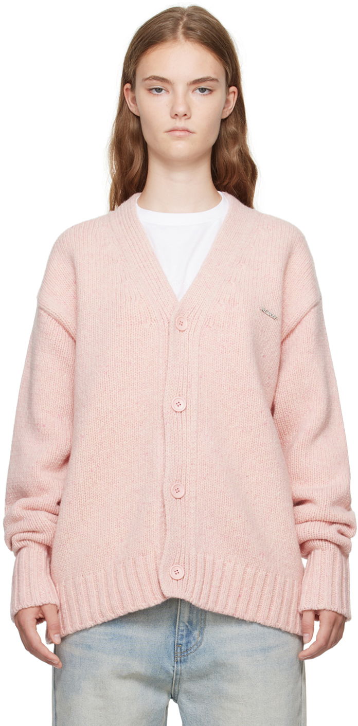 Sweater We11done Chunky V-Neck Cardigan Rosa | WD-KC2-24-627-U-LP
