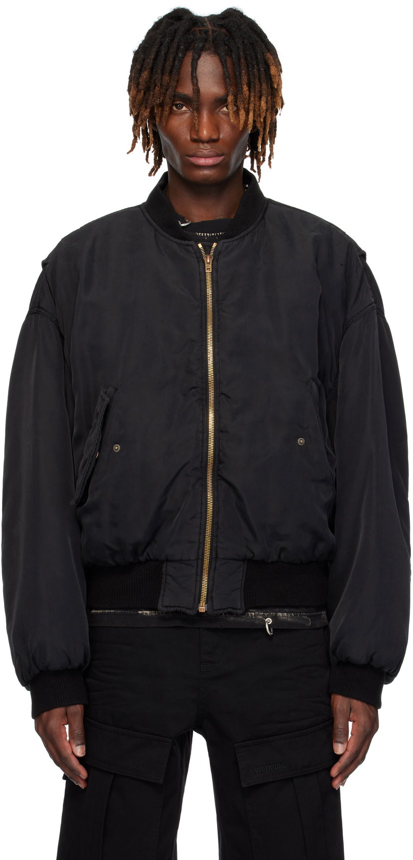 Bomberjacka We11done We11done Curved Bomber Jacket Svart | WD-JP0-25-005-U-BK