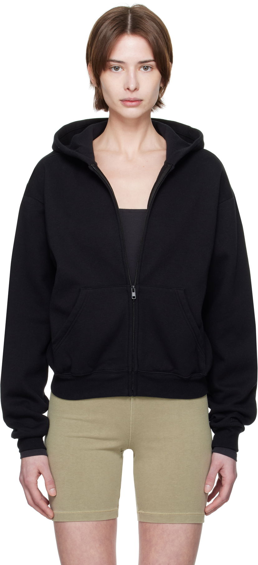 Sweatshirt SKIMS SKIMS Cotton Fleece Classic Zip Hoodie Svart | ZU-ZUP-8366W