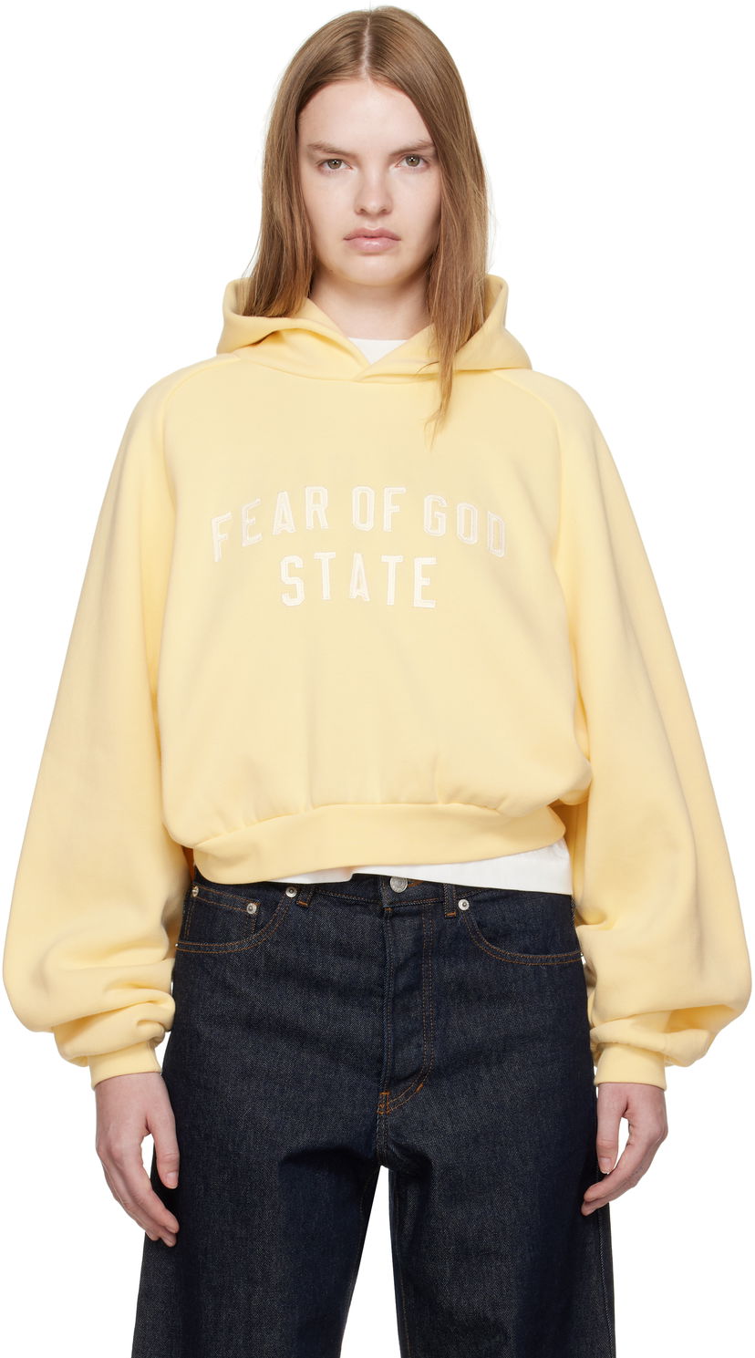 Sweatshirt Fear of God Fear of God ESSENTIALS Cropped Fleece Raglan Hoodie Gul | 192SP257828FW