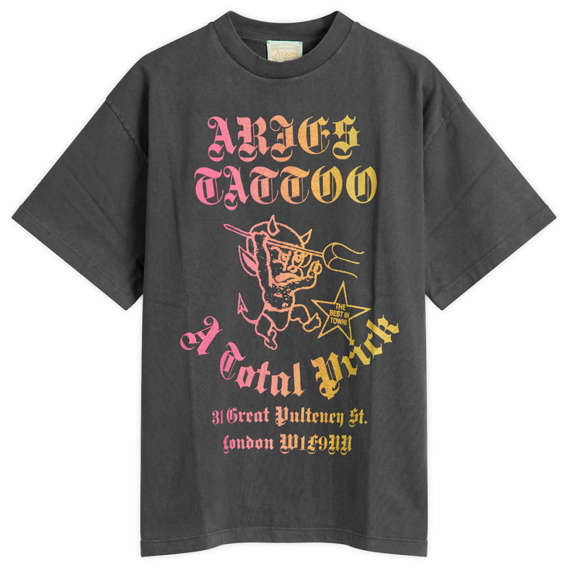 T-shirt Aries Faded Tattoo Shop T-Shirt Grå | AR60013-BLK