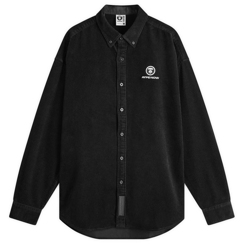 Skjorta AAPE by A Bathing Ape AAPE Now Corduroy Shirt, Size Large Svart | AAPSTM8499XXNBKX
