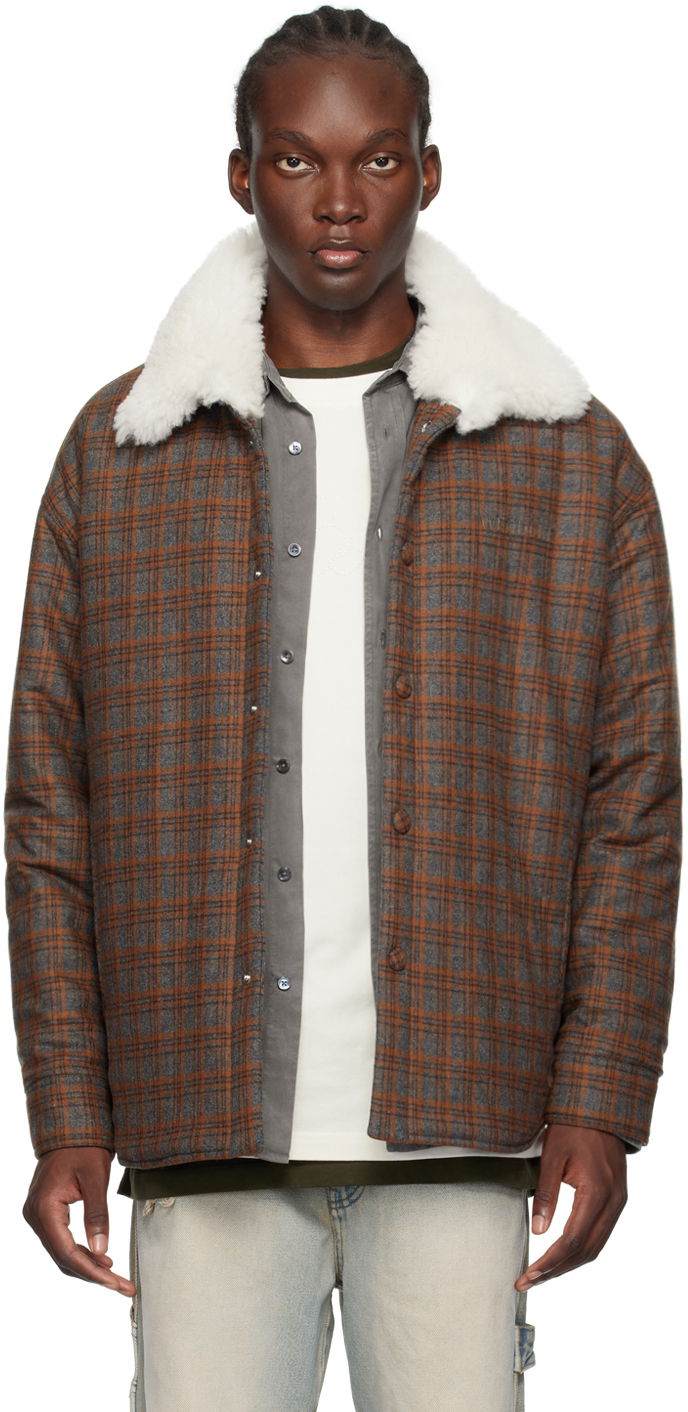 Jacka We11done We11done Insulated Plaid Faux-Shearling Jacket Brun | WD-SH2-24-170-M-BR