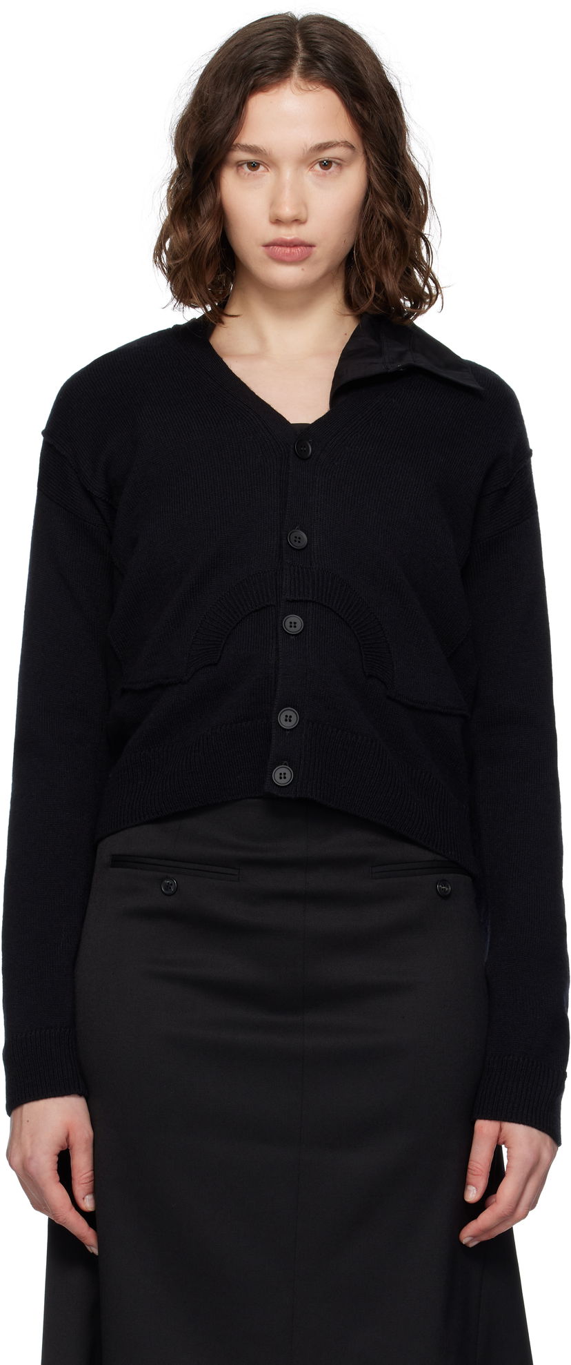 Sweater Maison Margiela MM6 Maison Margiela Wool Knit Cardigan Svart | S52HP0032 M13139