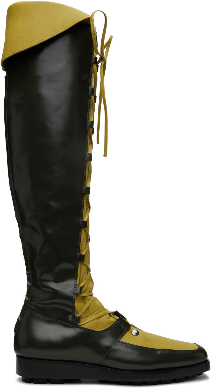 Sneakers och skor KIKO KOSTADINOV Kiko Kostadinov Priam Lace-Up Knee-High Boots Grön | KKAW23FT02-98