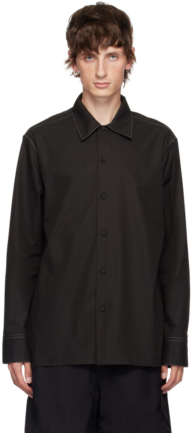 Skjorta Jil Sander Black Contrast Stitching Shirt Svart | J61DL0020_J46192