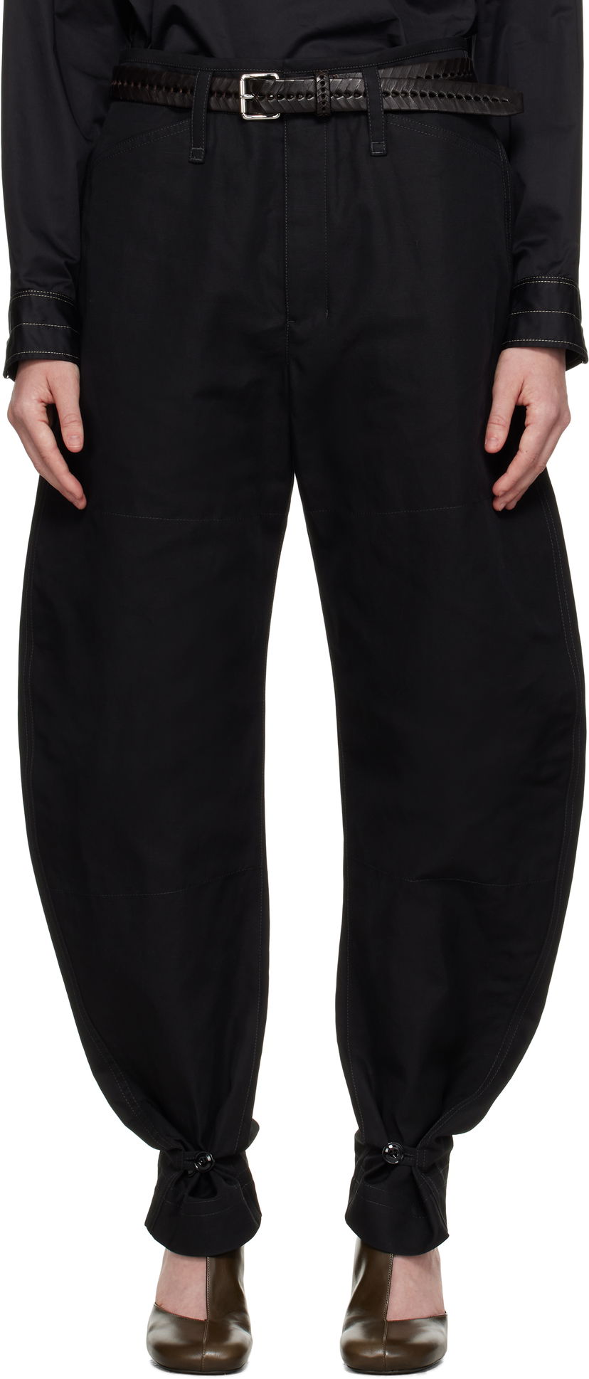 Byxor LEMAIRE Lemaire Tapered Tie-Hem Trousers Svart | PA1184 LF1350