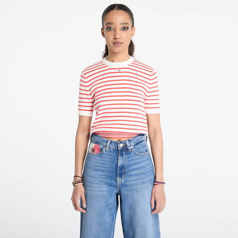 T-shirt Tommy Hilfiger Tommy Jeans Essential Short Sleeve Striped Sweater Vit | DW0DW19336 0EX