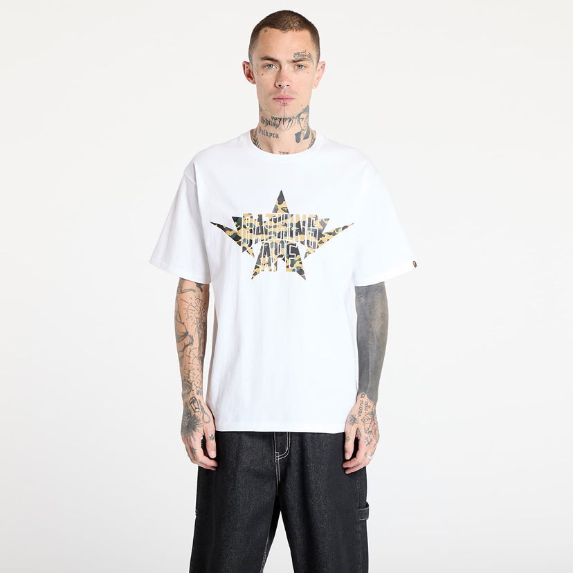 T-shirt BAPE A BATHING APE 1st Camo Twin Star NYC Tee Vit | 001TEL301013MWHD