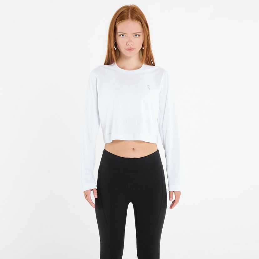 T-shirt On Running Women's Cropped Long Sleeve Running T-Shirt Vit | 1WF30650069