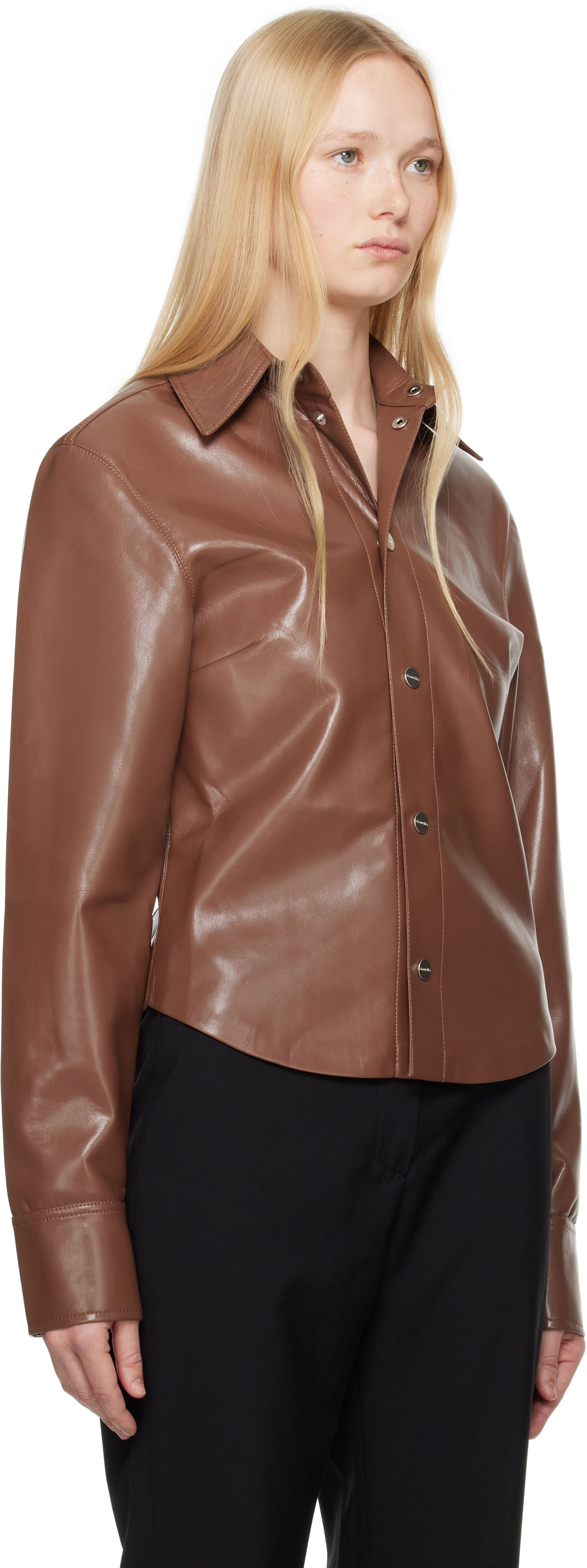 Skjorta Nanushka Nanushka Bogna Vegan Leather Shirt Brun | NW25SSJK21275, 1