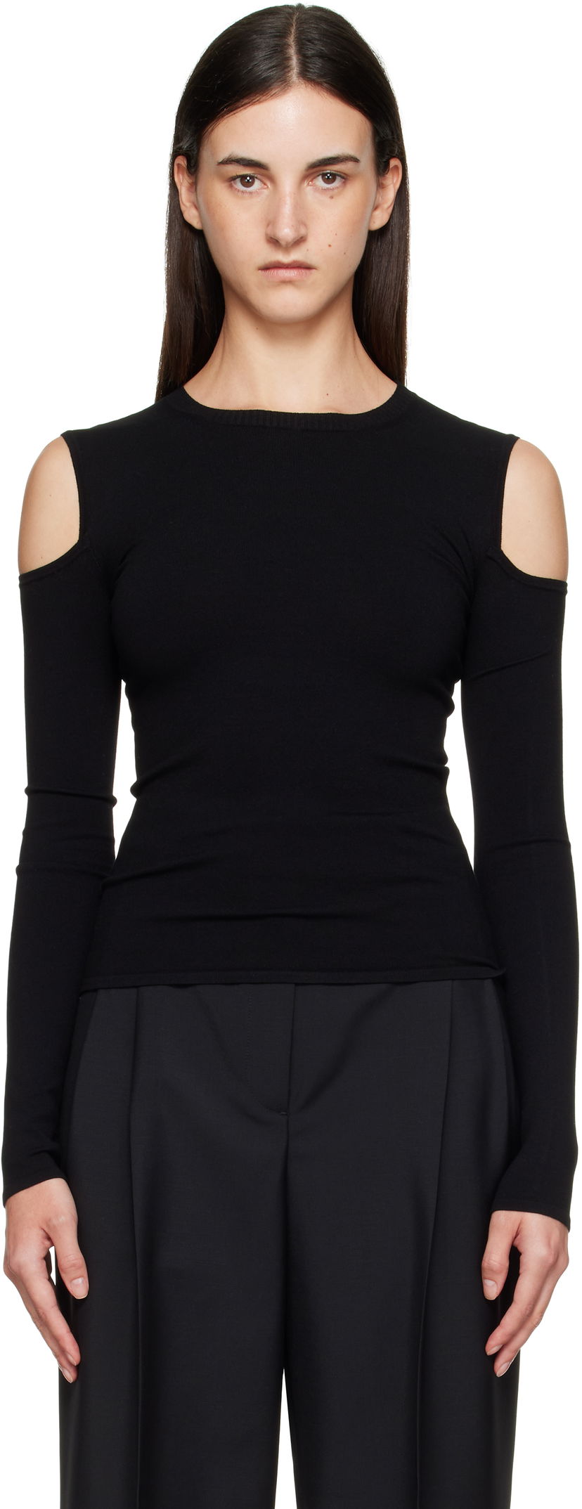 T-shirt Max Mara Max Mara Vik Cold-Shoulder Top Svart | 2511361092600