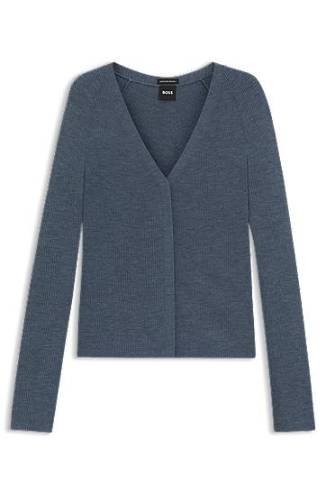 Sweater BOSS Merino Wool Cardigan Blå | 50544904, 0