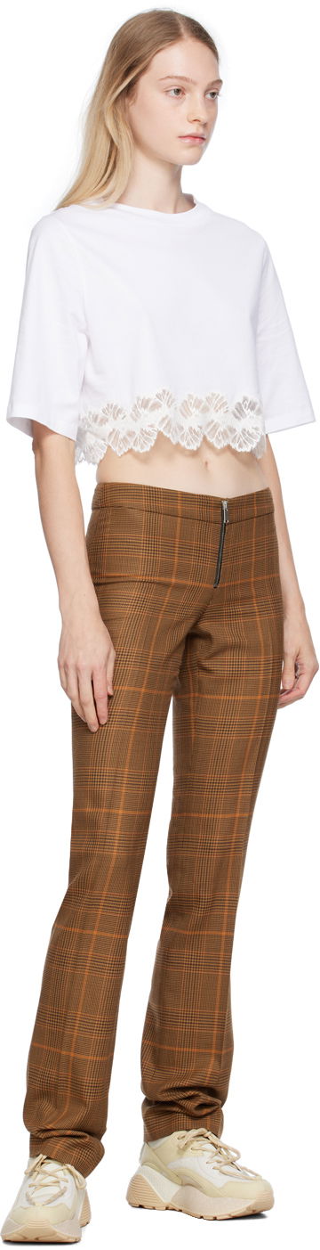 Byxor Stella McCartney Exposed Zip-Fly Glen Plaid Trousers Brun | 6401343CQ750, 3