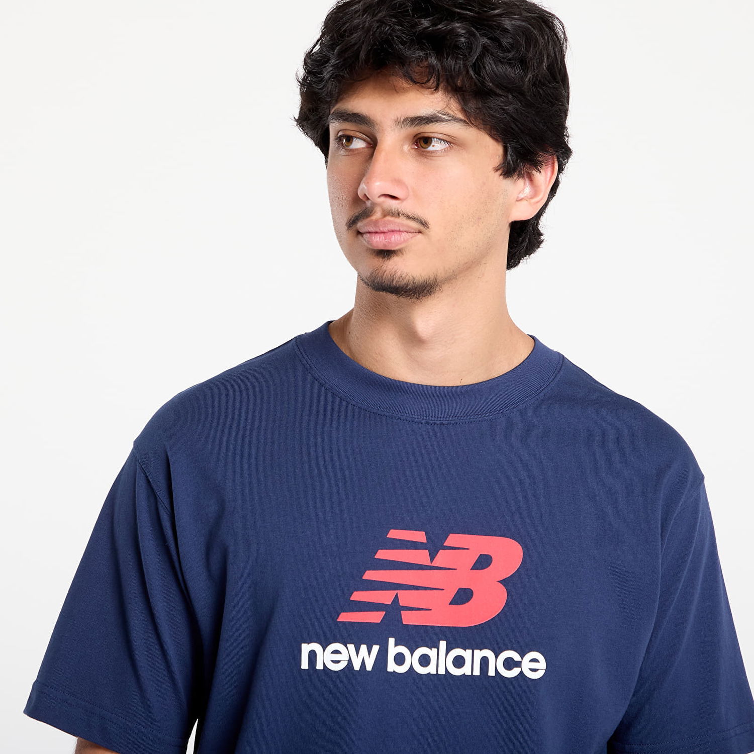 T-shirt New Balance Men's Essentials Stacked Logo T-Shirt Mörkblå | NBMT51500NNY, 1