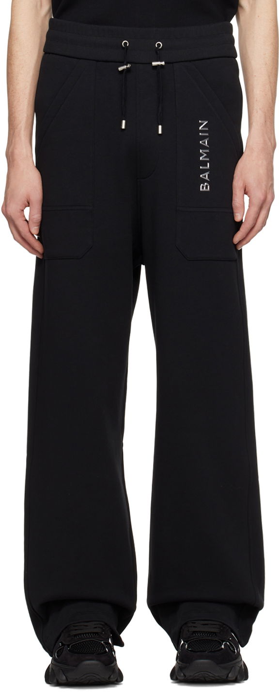 Träningsbyxor Balmain Plaque Sweatpants Svart | CH1OB214BC61