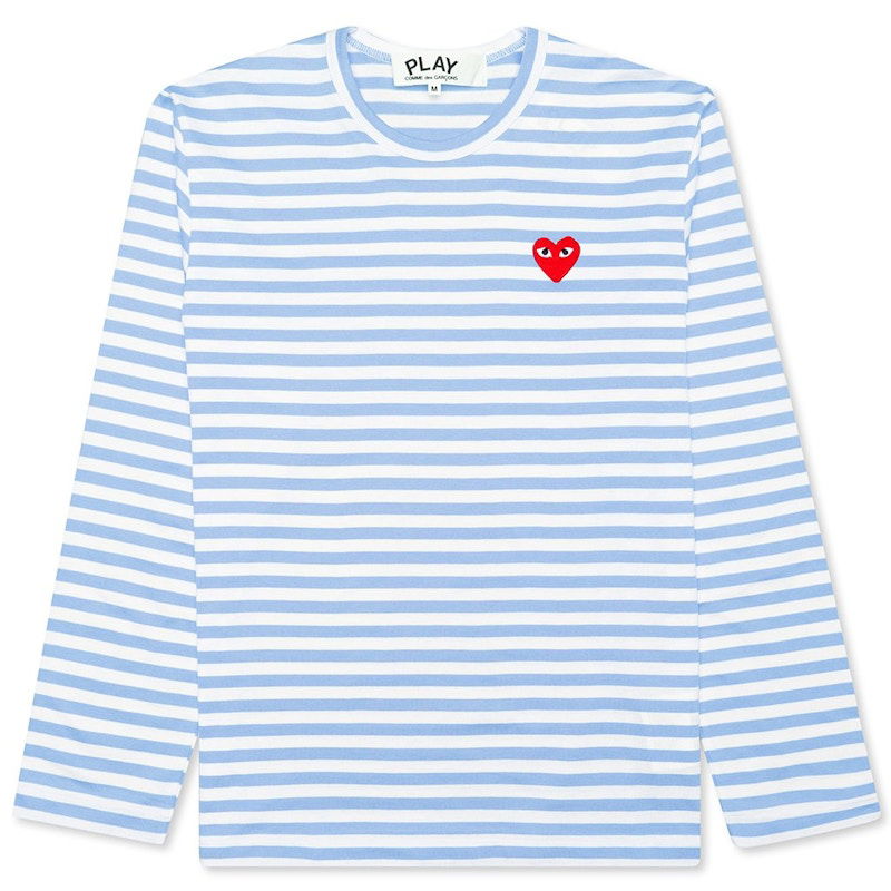 T-shirt Comme des Garçons Play Pastelle Striped Long Sleeve T-Shirt Blå | AZ-T277-051-1