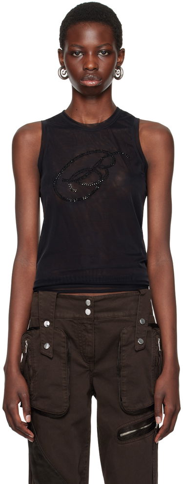 Linne Blumarine Blumarine Rhinestone Monogram Tank Top Svart | A422T073A, 0