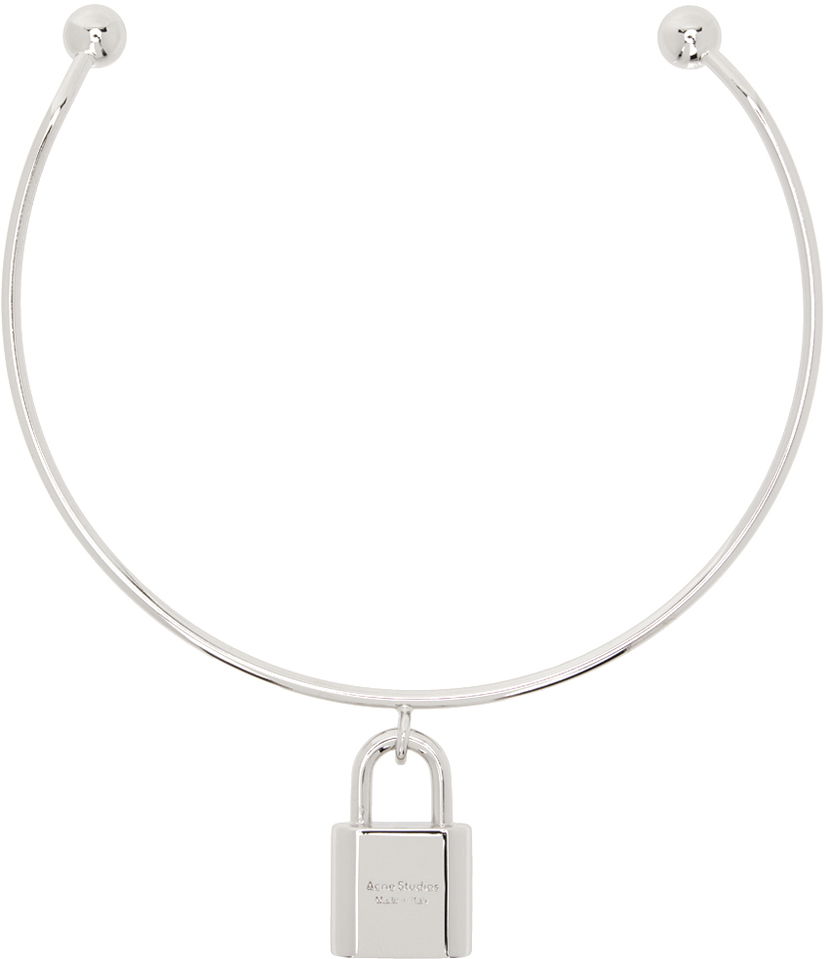 Halsband Acne Studios Silver Padlock Choker Grå | C50439-