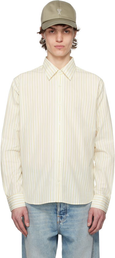 Skjorta AMI AMI Paris Classic Striped Shirt Gul | HSH051.CO0109, 0