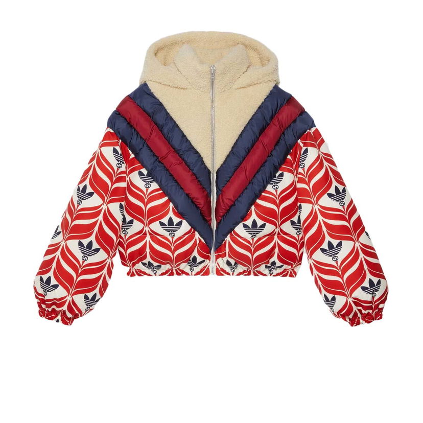 Pufferjacka Gucci adidas x Hooded Puffer Jacket Black/White/Red Röd | 714852 ZALFN 1043