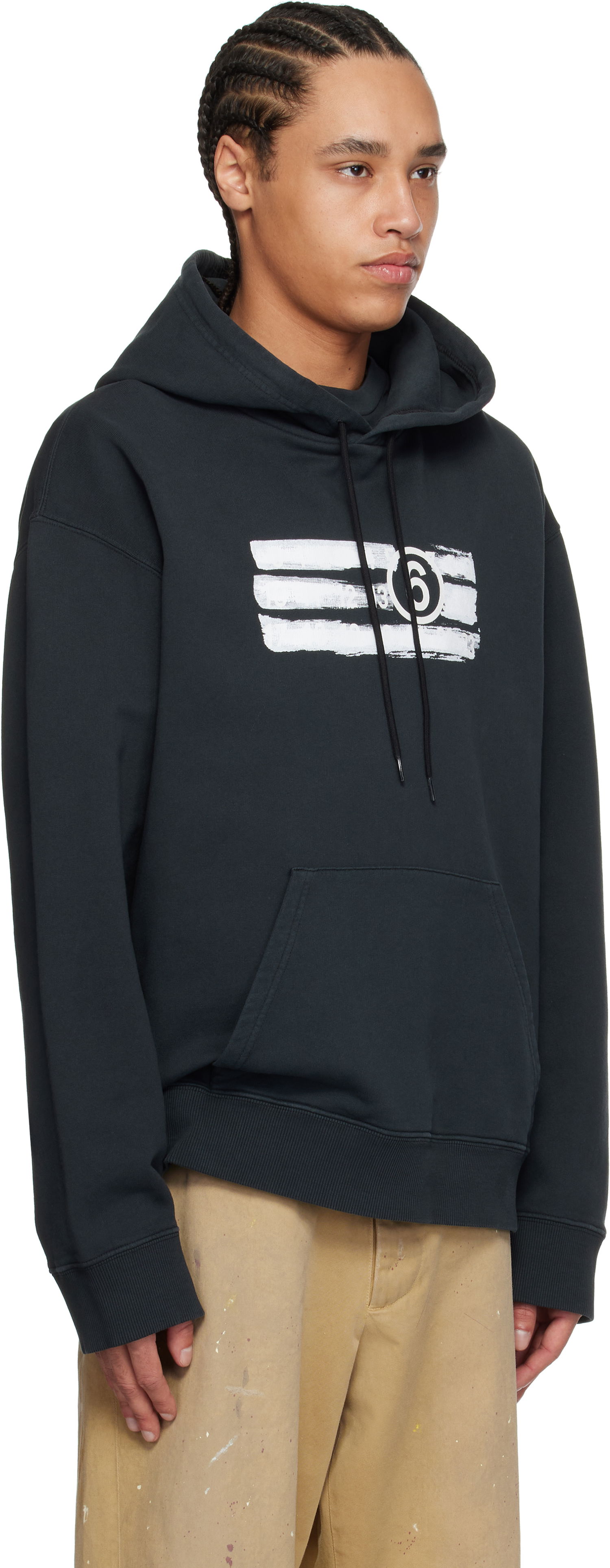 Sweatshirt Maison Margiela MM6 Maison Margiela Printed Logo Hoodie Svart | SH2GU0020 M25004, 1