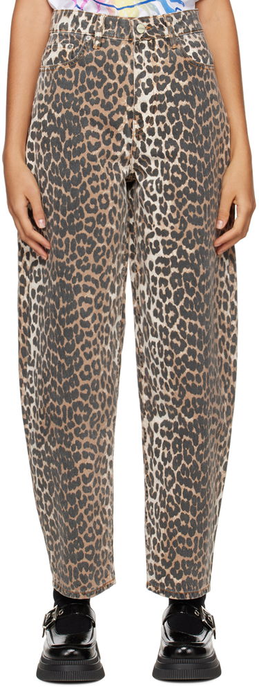 Jeans GANNI Leopard Print High-Waisted Jeans Brun | J1184, 0