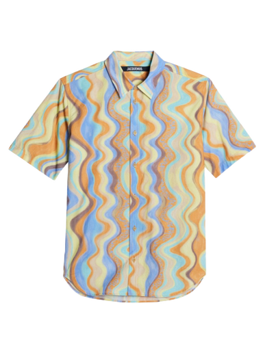 Skjorta Jacquemus Chemise Melo Paisley Sleeve Waves Stripes Grå | 225SH006-1356-3EU