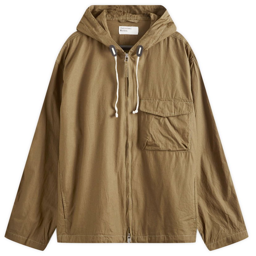 Vindjacka Universal Works Universal Works Broad Cloth Fistral Hooded Jacket, Size Large Grön | P3002-KHK