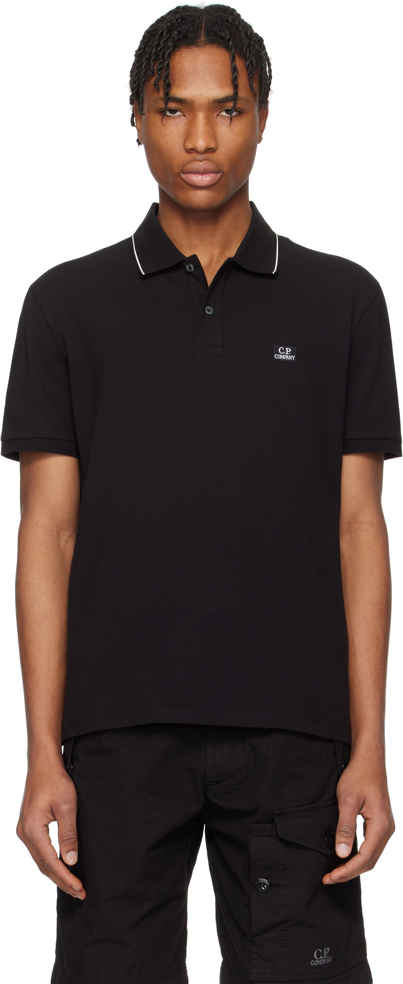Polotröja C.P. Company C.P. Company Stretch Piquet Two-Button Polo Svart | 18CMPL097A005263W