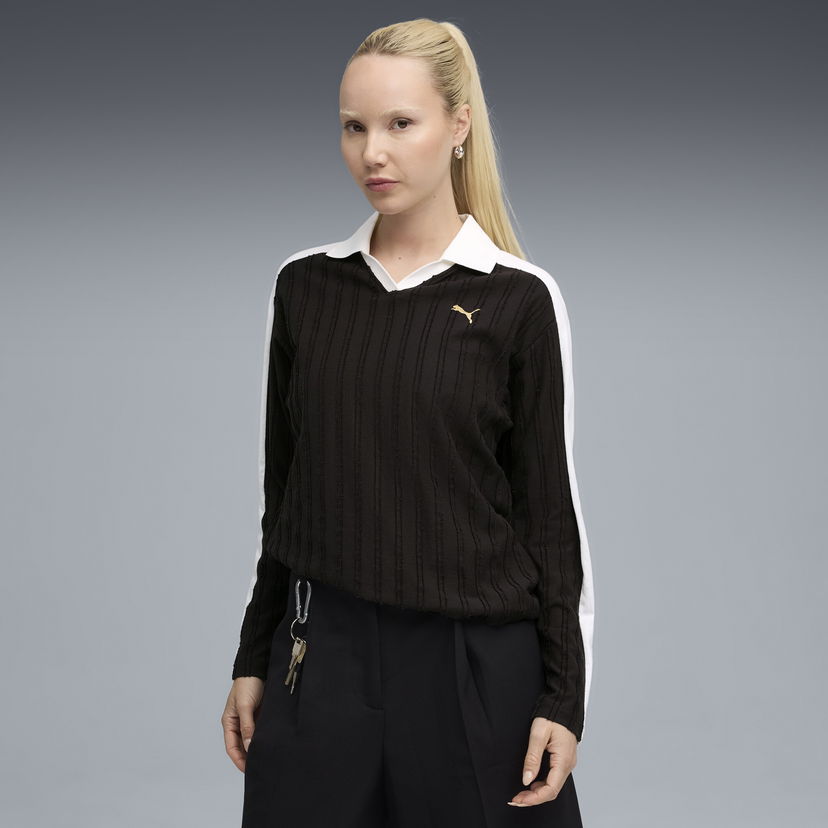 Polotröja Puma Women's T7 Relaxed Long Sleeve Polo Svart | 632141_01