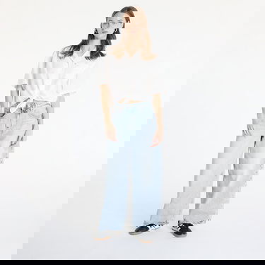 Skjorta Tommy Hilfiger Tommy Jeans Women's Cropped Linen Short Sleeve Shirt Vit | DW0DW20286 YBL, 3