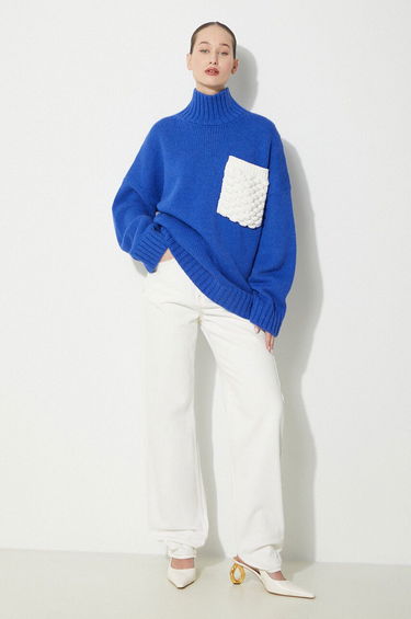 Sweater JW Anderson JW Anderson Textured Patch Pocket Turtleneck Sweater Blå | KW1150.YN0144.823, 1