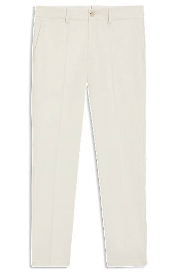 Byxor BOSS Slim-Fit Stretch Double-Faced Trousers Vit | 50545623