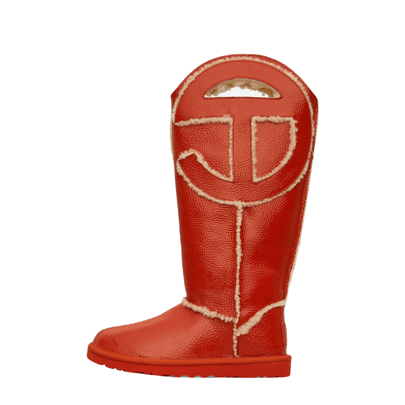 Sneakers och skor UGG Telfar Logo Tall Crinkle Leather Boots Spicy Pumpkin Röd | 1155871 SYP